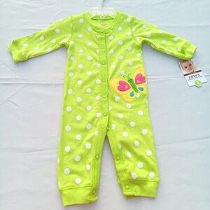 Carter's Lime Green Polka Dot One Piece with Butterfly